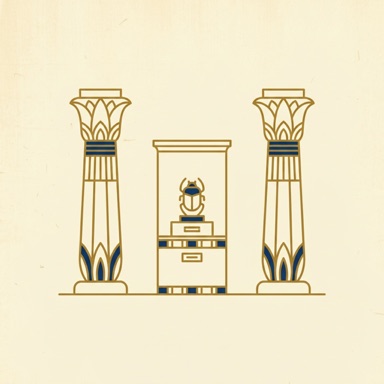 Two lotus columns flanking a display case, drawn in gold on papyrus